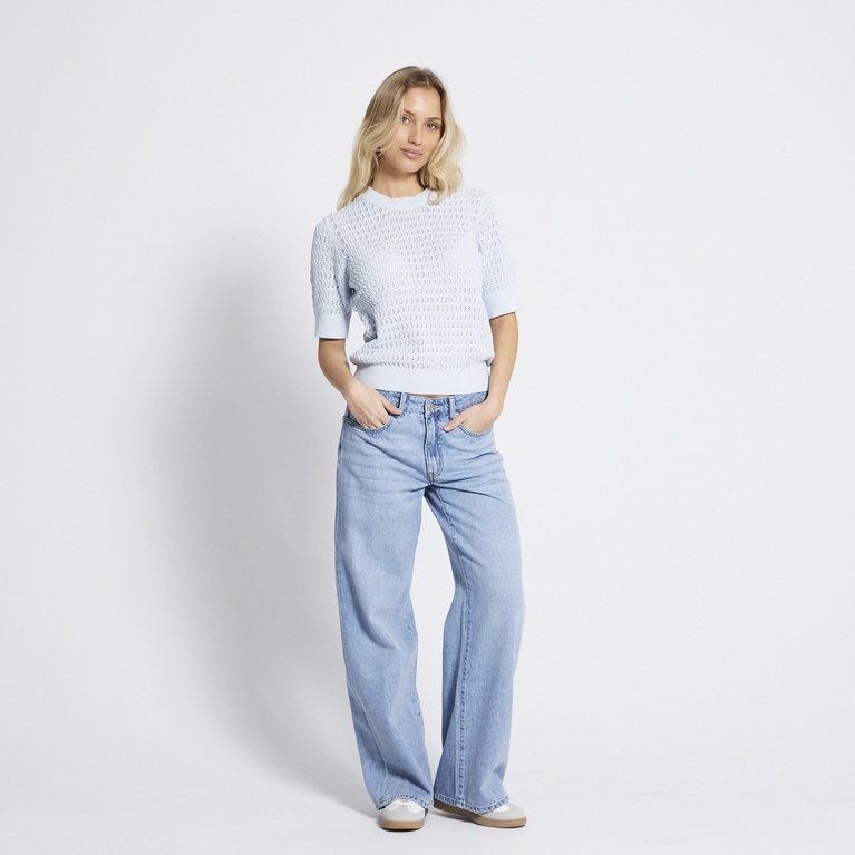 Crochet knit tee "Viola" Light blue
